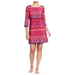 NWT Old Navy size S : colorful pink paisley print retro barbiecore shift dress